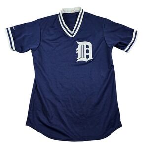 Vintage Majestic Detroit Tigers Jersey Mens Large (Medium) Blue V-Neck Baseball